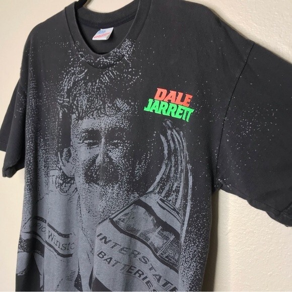 Vintage 90s Duke Dale Jarrett #18 Single Stitch Black T Shirt Graphic XL Rare - Picture 3 of 16